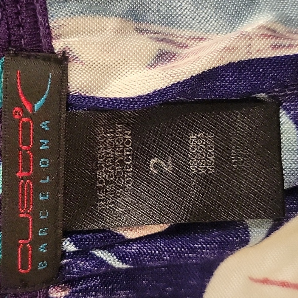 Vibrant Blue and Pink Patterned Dress by Custo Barcelona size 2 - Picture 7 of 11